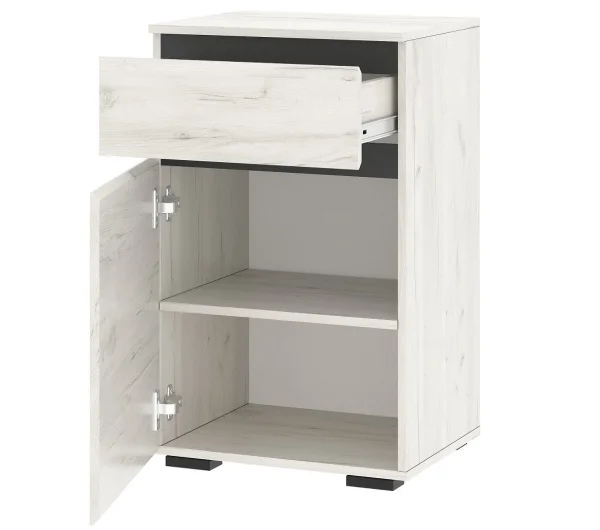 Тумба Гретта 1С1Я с зеркалом дуб крафт белый