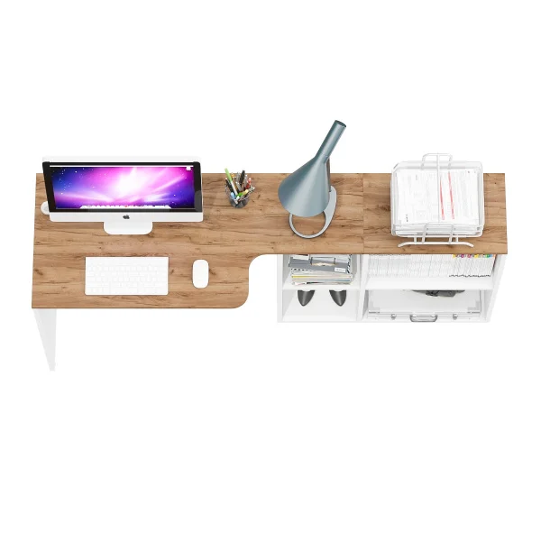 Стол письменный трансформер Лидер-8 белый шагрень/крафт золото