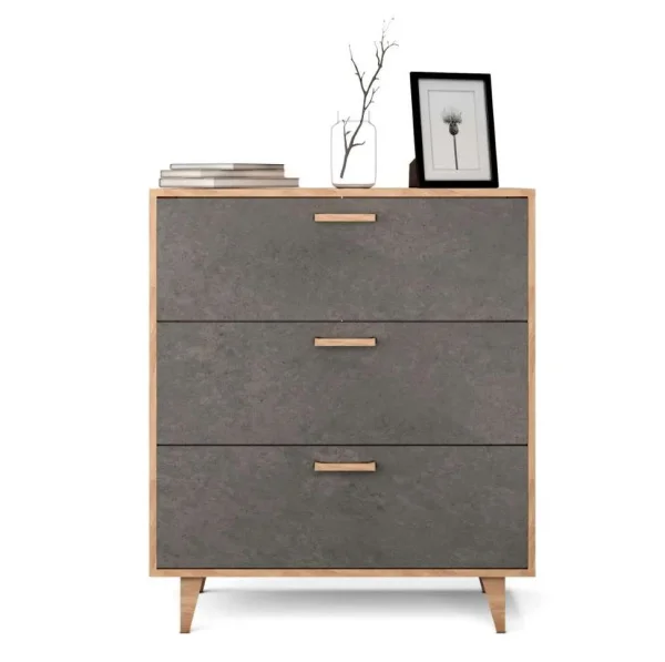 Комод Эго К-3 (НГ) дуб крафт золотой/камень темный