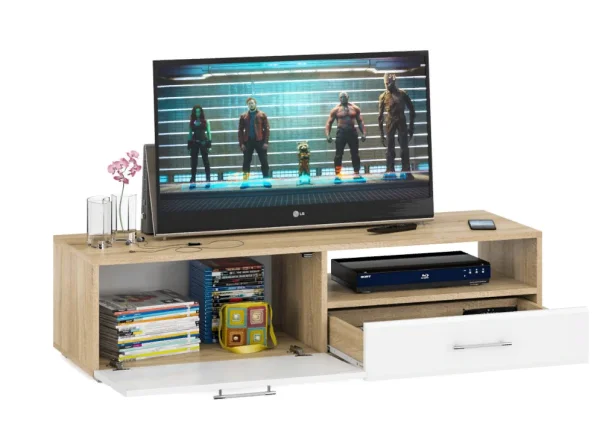 Тумба под ТВ Ларго 1.4 дуб сонома/белый глянец