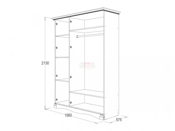 Шкаф 3-х дверный для одежды и белья Ольга-1Н белый экспо/анкор светлый