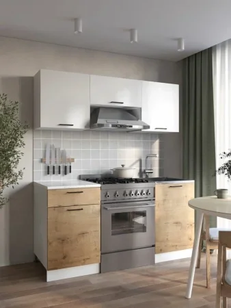 Кухня Дуся 1.6 белый/дуб бунратти