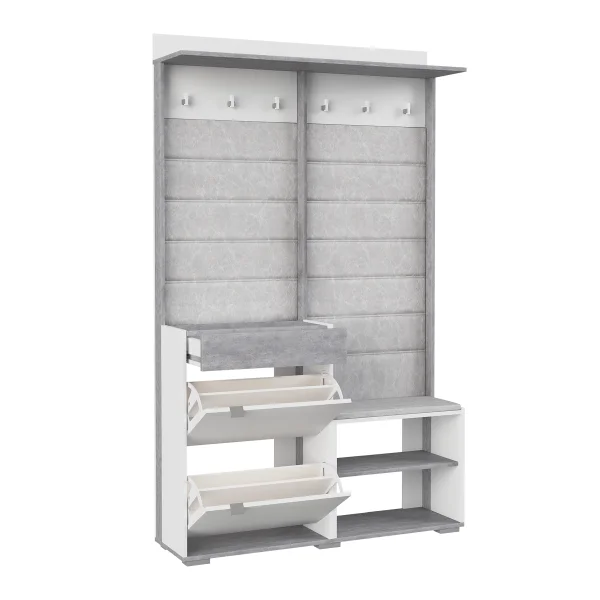 Прихожая Акцент №4 белое сияние/цемент светлый