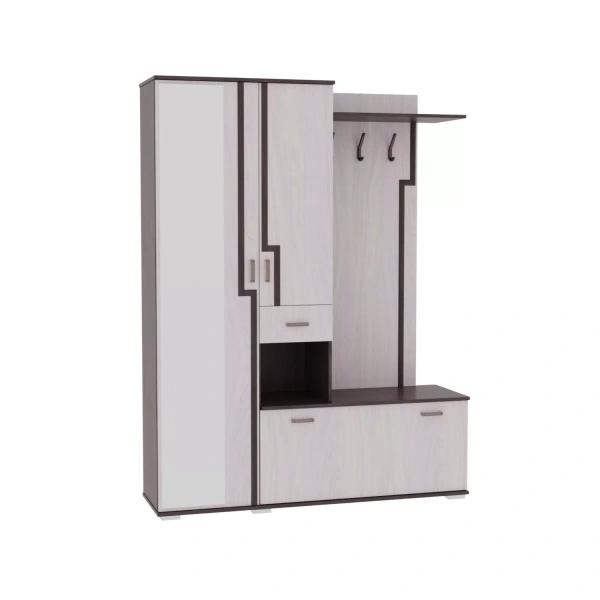 Прихожая Саша-6 ясень анкор темный/ясень анкор светлый (левая)