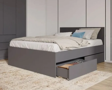 Кровать двуспальная Мори с ящиками КРМЯ 1600.1 графит