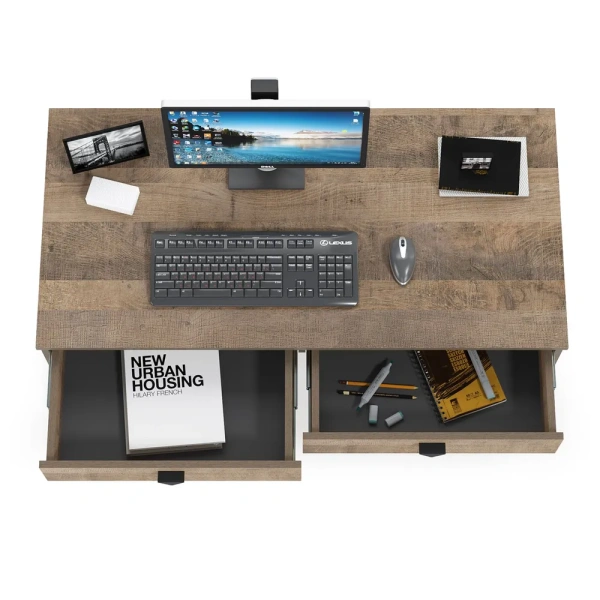 Стол компьютерный Трувор 12.69  дуб гранж песочный/интра