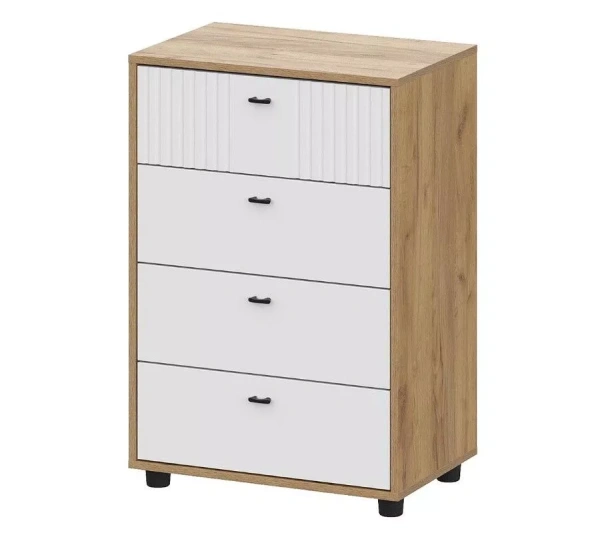 Комод Милан 4 ящика дуб золотой/белый матовый