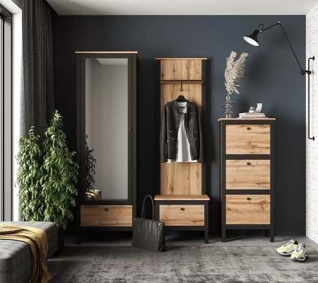 Шкаф Лофт SZF1W1S/60 дуб вотан/черный