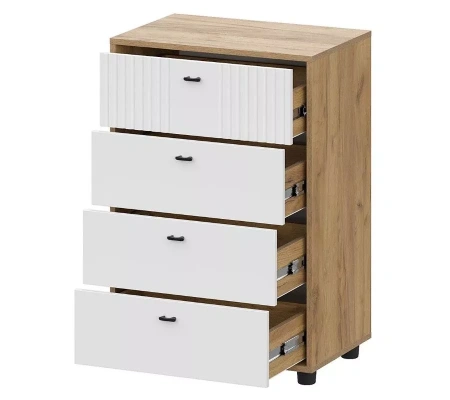 Комод Милан 4 ящика дуб золотой/белый матовый