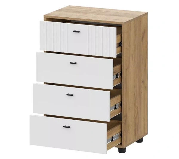 Комод Милан 4 ящика дуб золотой/белый матовый