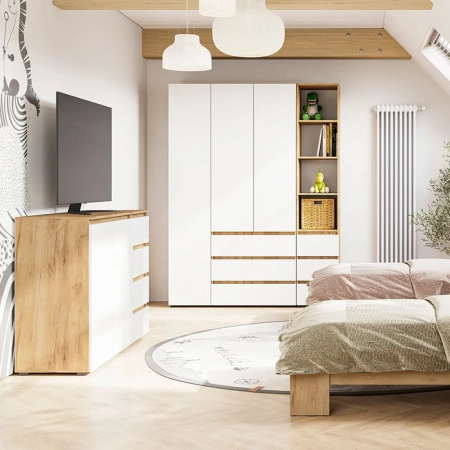 Шкаф 3-х створчатый Хелен ШК-06 дуб крафт золотой/белый