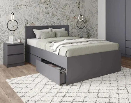 Кровать полутороспальная Мори с ящиками КРМЯ 1200.1 графит