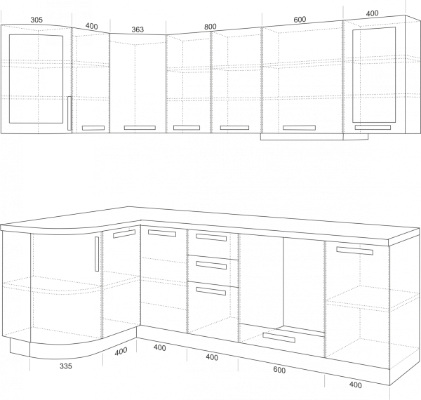 Кухня угловая 1000 на 2200