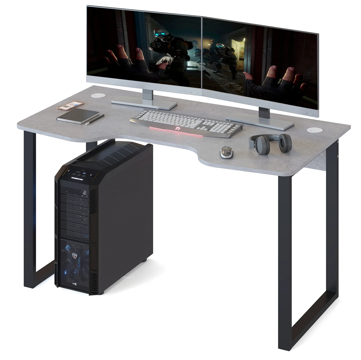 Сокол компьютерный стол КСТ-19, ШХГХВ: 135х73х74 см, цвет: черный/красный